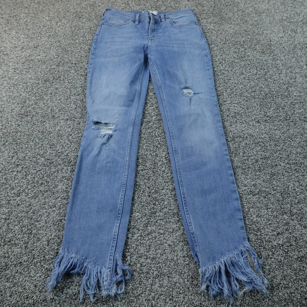 We The Free People Jeans Womens 27 Blue Denim Pants Mid Rise Skinny Stretch